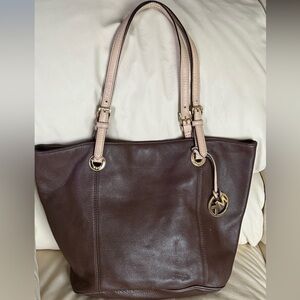 Michael Kors Dark Brown Tote with Gold Accents